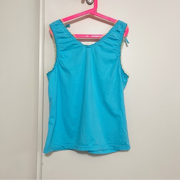 Y2K Hue Turquoise Tank Top with Bows and Ruffles M - Picture 5 of 9